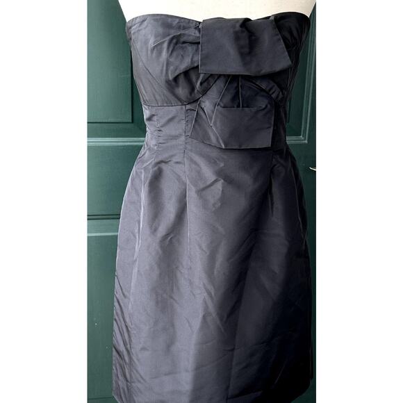 J. Crew Sz 10 100% Silk Black Taffeta LBD Event Cocktail w/ Bow Whimsigoth Event - Picture 1 of 6